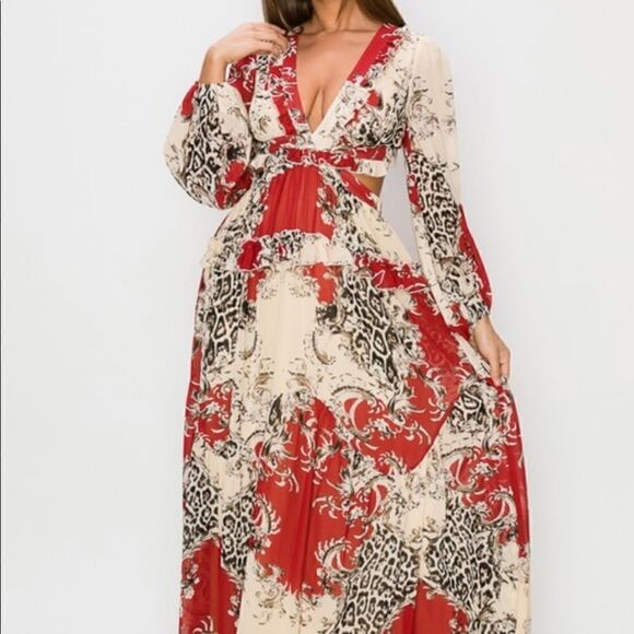 Red Leopard Maxi Dress - Picture 3 of 14